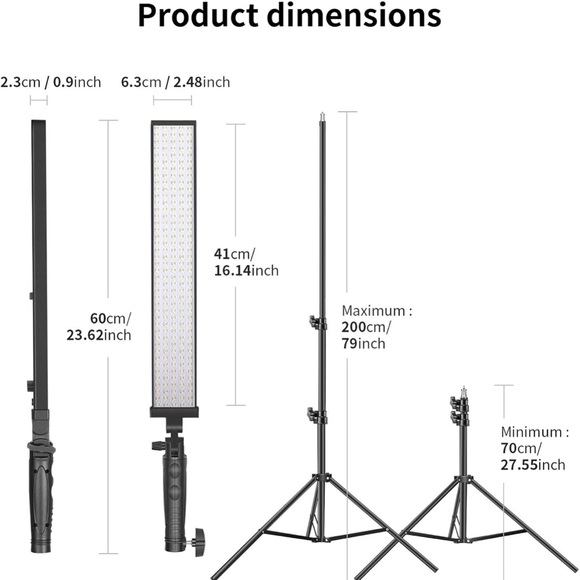 Neewer LED Video Light Stick Kit, 2-Pack Handheld Video Lighting - Picture 2 of 4